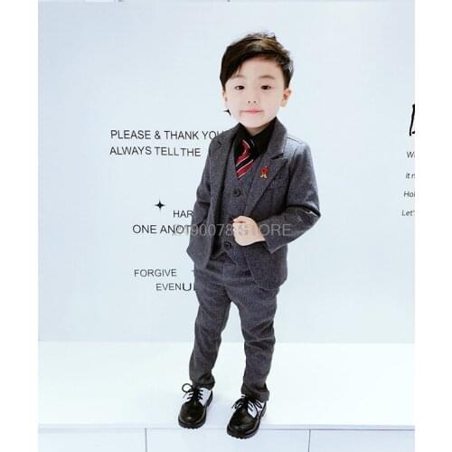 Boys Suit for Wedding Children Enfant Garcon Mariage Jacket vest Pants 3Pcs Jogging Set Gentleman Kids Single Breasted Costume