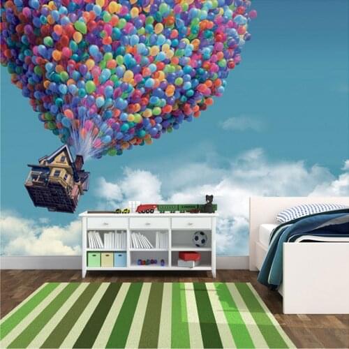 Custom Photo Wallpaper 3D Wall Murals Wallpaper Hot Air Balloon Blue Sky White Clouds Background Large Wall Painting Living Room