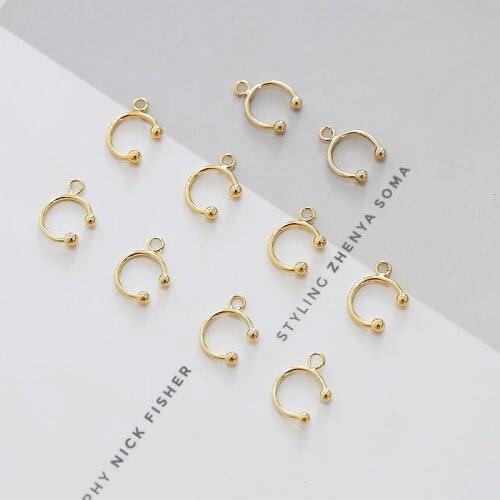 6pcs New Fashion Ear Clip Ear bone clip 18k 14k no pierced C-shaped earring material hanging ring diy jewelry accessories