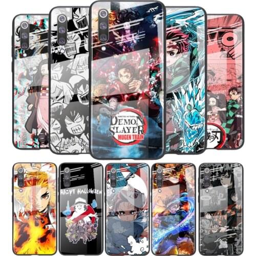 Tempered Glass Cover Anime Demon Slayer Cute For Xiaomi Mi 11 11i 10T CC9E 9T Note 10 Ultra Pro Lite 5G Phone Case