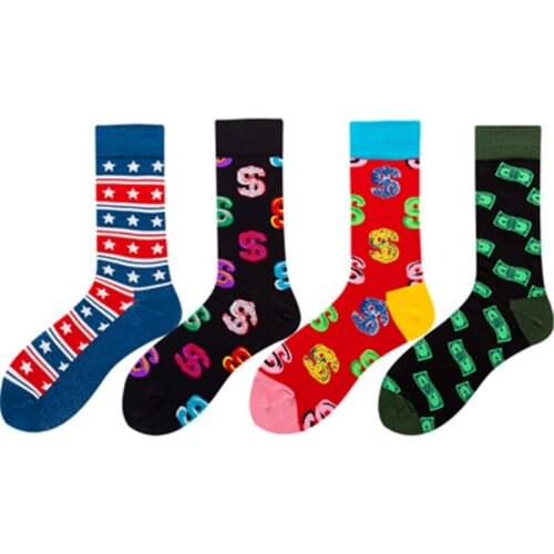 Color Black, color red, striped star, , cotton socks for men and women ZQ059