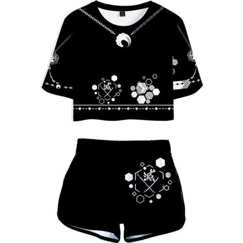 Demon Slayer Kimetsu no Yaiba Hashibira Inosuke Sexy Crop Top T-shirt Shorts Two Piece Sets Summer clothes Cosplay