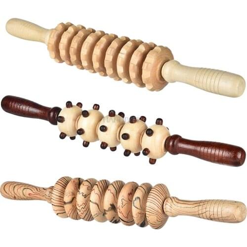 Wooden body massage stick Hind leg muscle massage roller to relieve soreness Fitness portable body care treatment massage tool