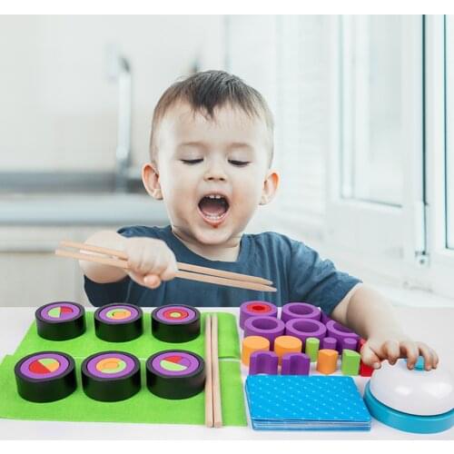 Kids Wood Pretend Play Food Toy Interactive Sushi Matching Age 3-6 Years