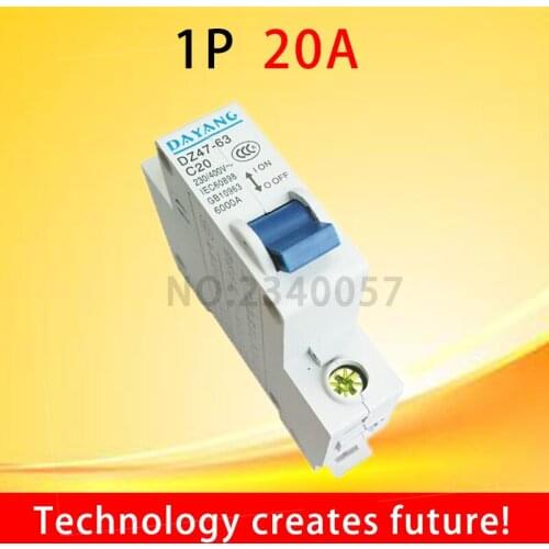 DZ47-63 C20 1 Pole 21 DIN Rail MCB Miniature Circuit Breaker 20A 400V AC