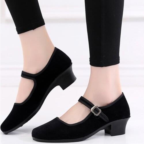 EU34-41 Black Flannel Outdoor Resistant Folk Fitness Yoga Teacher Latin Ballroom Ballet Dance Sneakers Shoes Woman Girls