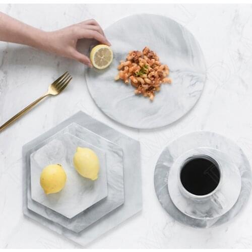 European Ceramic Plates Marble Texture Breakfast Bread Dishes Creativity Afternoon Tea Cake Dessert Tray Home Kitchen Tableware