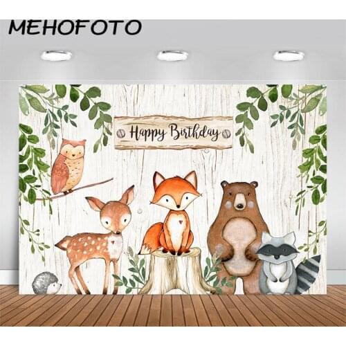 Woodland Backdrop Animals Fox Baby Shower Decoration Banner Background Birthday Party Photo Booth Studio Photography Backdrops