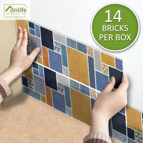 Funlife® AMERICAN STYLE™ 14pcs Vintage Pattern II DIY Self-adhesive Waterproof Backsplash Tile Sticker for Kitchen Bathroom