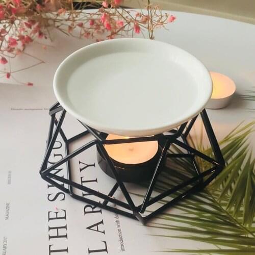 D55F Aromatic Oil Burner, Geometric Ceramic Essential Oil Candle Holder Wax Melt Burner Warmer Melter fragrance for Home Offi