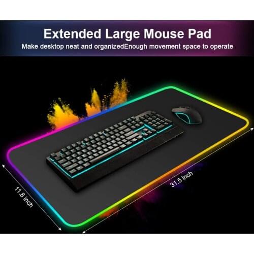 Abravemi RGB Anti-Slip Rubber Base Gaming Mouse Mat Pad, Waterproof Surface Glowing Led Extended Mousepad for Macbook,PC,Desk