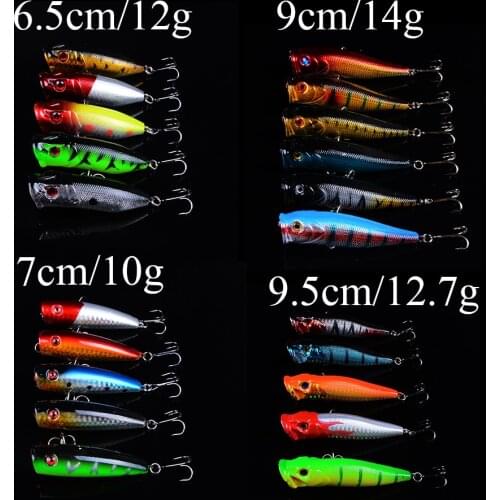 Lifelike Minnow Popper Fishing Lure Mixed 4 Models Hard Baits of 21 Colors Fishing Lure Wobblers Fishing Tackle with 3D Eyes