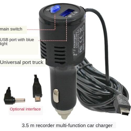 3.5meter 5V 3.5A Curved Mini USB Car Charger with USB Port for Car DVR Camera GPS Video Recorder USB Car Charger for Andriod