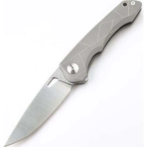 HQ Steel Handle Pocket Folding Knife Satin D2 Blade Tactical Rescue Hunting Fishing EDC Survival Tool Knives