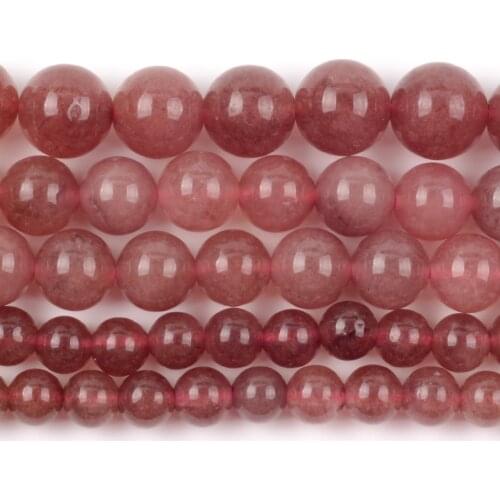 Natural Strawberry Crystal Quartzs Chalcedony Jades Round Loose Spacer Beads For Jewelry Making DIY Bracelet Handmade 4/6/8/10mm