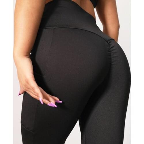 SVOKOR Workout Pocket Leggings High Waist Fitness Women Leggings Gym Solid Color Sexy Pants Push Up Elasticity