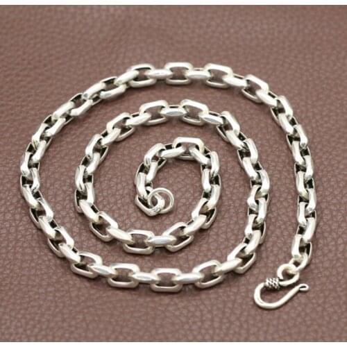 8mm Thick Real silver fashion Necklace S925 Rectangular Necklace men male Pure silver trendy style Simple necklace jewelry gift