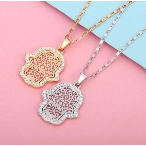 Fashion Jewellery Fatima Hand Necklace for Women Chokers Accessory Gold Slivery Short Chain 2021 Hot Sale Luxury Necklaces Gift
