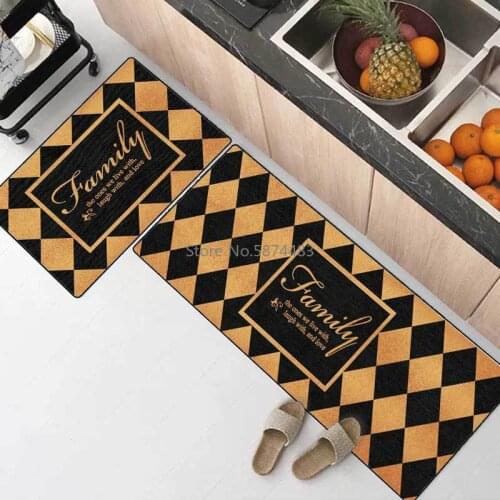 Fashion Modern Rhombus Geometry Yellow Black Kitchen Mat Combination Entry Mat Bedroom Non-slip Bedside Blanket