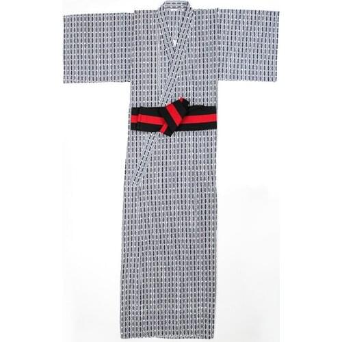 Men Samurai Kimono Japanese Home Wear Costumes Loose Cotton Black Yukata Traditional Clothing Pajamas Nightgown Robe