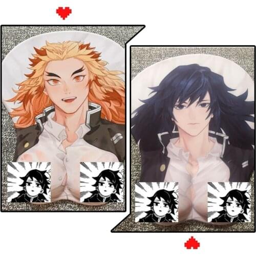 Anime Demon Slayer Kimetsu no Yaiba Rengoku Kyoujurou 3D Soft Chest Mouse Pad Japanese Desk Gaming Mat Wrist Rest Gifts Cosplay