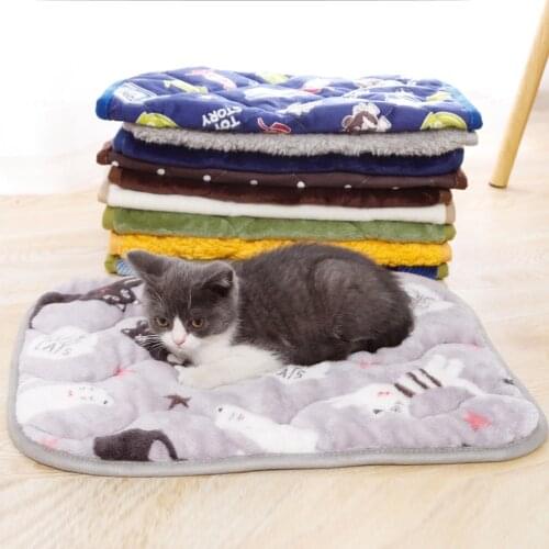 Soft Flannel Thickened Pet Soft Fleece Pad Pet Blanket Bed Mat For Puppy Dog Cat Sofa Cushion Home Rug Keep Warm Sleeping Cover