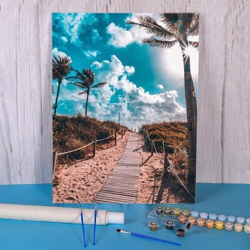 Landscape Sunset Coloring By Numbers Painting Complete Kit Oil Paints 50*70 Oil Painting Wall Decoration Crafts Drawing