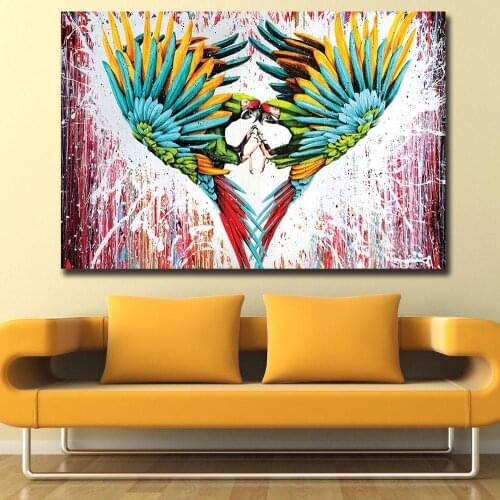 Wxkoil Large Size Wall Art Pictures for Living Room Home Decor Abstract Animal Wild Love Canvas Oil Painting Printed No Frame