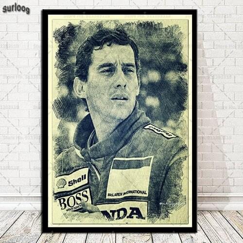 Wall Art Poster Ayrton Senna Sport F1 Racing Star Champion Retro Pictures Prints Canvas Painting for Living Room Home Decor