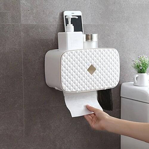 Wall-mounted Tissue Container Box Paper Holder Hanger Kitchen Bathroom Household Napkin Organizer Roller Paper Storage Shelf