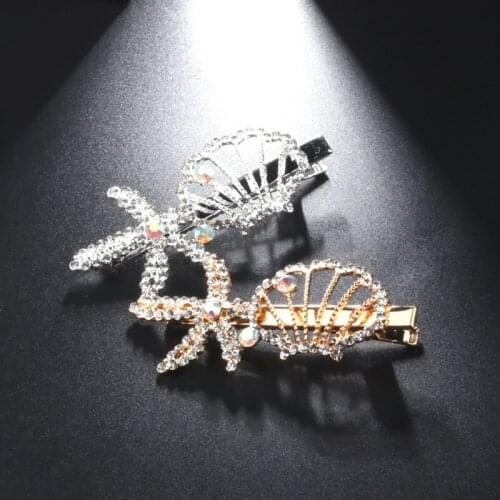 2021 Summer New Listing Starfish Clip Headdress Women and Girls Hairpin Top Bangs Broken Side Hair Accessories
