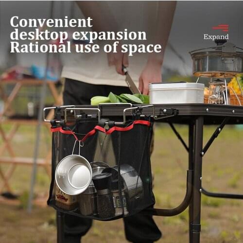Органайзер Outdoor Storage Basket Organizer Table Foldable Detachable Hanging Mesh Bag Portable Picnic Desk Side Trash Holder