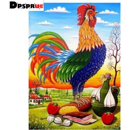 Dpsprue Full Square/Round Diamond Painting Cross Stitch Diamond 3D Embroidery Cock DIY 5D Moasic Home Decor Gift D41