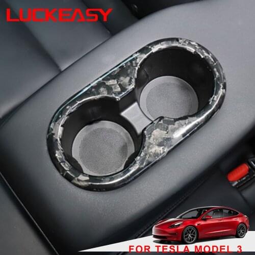 Tesla model3 3K240G water cup frame is suitable for Tesla Model 3 car interior carbon fiber rear seat water cup frame patch