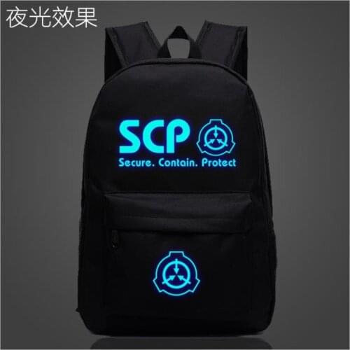 SCP Secure Contain Protect School Bag noctilucous Luminous backpack student bag Notebook Daily backpack Glow in the Dark Mochila