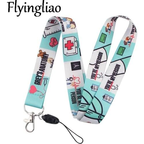 Greys Anatomy Doctors Lanyard Keys Phone Holder Funny Neck Strap With Keyring ID Card DIY Animal webbings ribbons Hang Rope