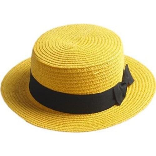 Summer Women Hat Beach Straw Hat Panama Ladies Cap Fashionable Handmade Casual Flat Brim Bowknot Sun Hats For Woman 2021