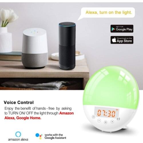 7Color Sunset&Sunrise Tuya Smart Alarm Clock Light Alexa Google Assistant Wake-Up LED For Bedroom Sleep Aid Kids Gifts