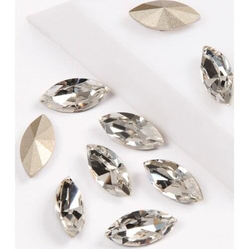 YANRUO 4200 Navette Shape Crystal Clear Color Stone Non Hot Fix Rhinestone Flatback Glass Strass Popular Stone For Nail Art Gems
