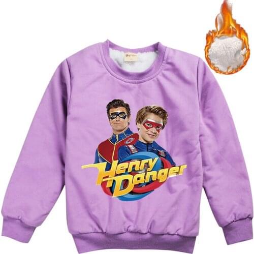 2021 Henry Danger Winter Girl Sweater Lamb Wool Children Thick Coat Korean Style Tops Cartoon fleece Tops New Year Birthday Gift