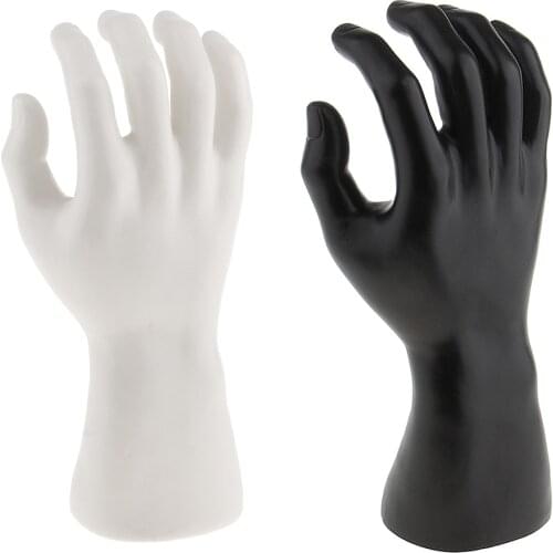 1 Piece Men Male Mannequin Right Manikin Hand For Jewelry Bracelet Watch Ring Display Black White 9 inches