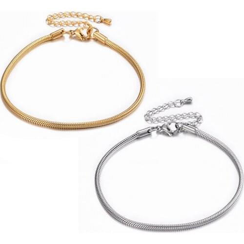 10pcs 304 Stainless Steel Snake Chain Bracelets for Jewlry Making Bracelet Making 7-7/8"(200mm) 2.5mm wide