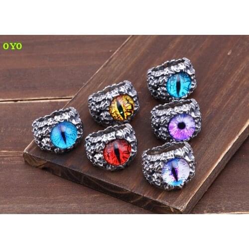 100%925 sterling silver cracked ghost eye ring male tide hip hop domineering personality hipster retro wind demon eye ring