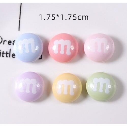 20Pcs Pearlescent Color M Beans Flatback Resin Cabochon Hair Bows Center Accessories DIY Embellishments for Scrapbooking Decor