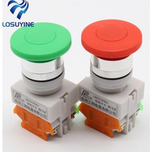 22mm Momentary Mushroom Head Pushbutton Switch 1NO+1NC
