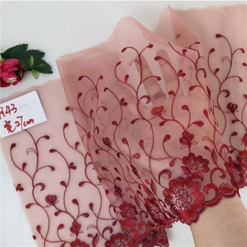 4Meters Mesh Embroidery Lace Fabric Flower Trim Trimming Handmade DIY Garment Needlework Sewing Clothing Accessories 27cm Wide