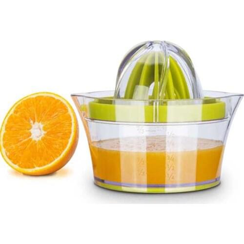 4 in 1 Citrus Lemon Orange Juicer Manual Hand Squeezer with Built-in Measuring Cup and Grater, Anti-Slip Lid Rotation Reamer
