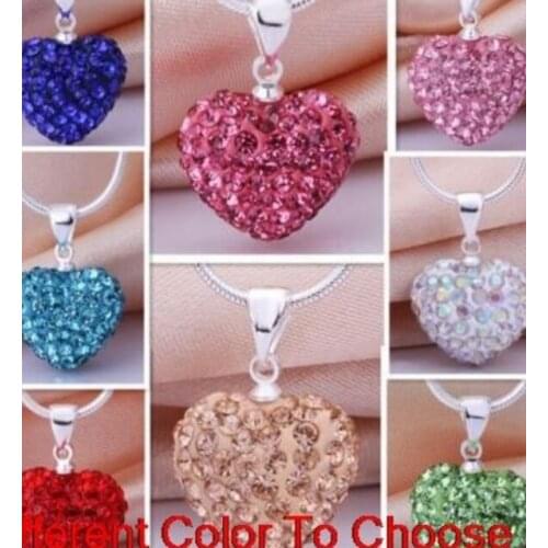5pcs/lot 10*14mm Mix multicolor white rose silver plated snake chain heart beads crystal Crystal necklace gift h353