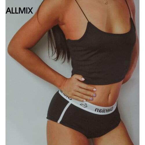 ALLMIX Womens Cotton Sport Panties Underwear Seamless Letter Woman Boxers Low Waist Female Solid Color Comofrt Lady Lingerie