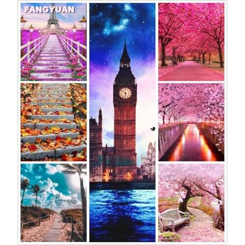 Pink Forest 5D Diy Diamond Art Painting Tower Full Drill Diamond Embroidery Mosaic Cross Stitch Kit Home Decoration Accessories
